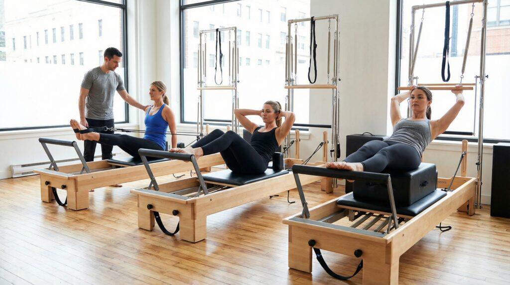 Tres niveles de pilates reformer: básico, intermedio y avanzado